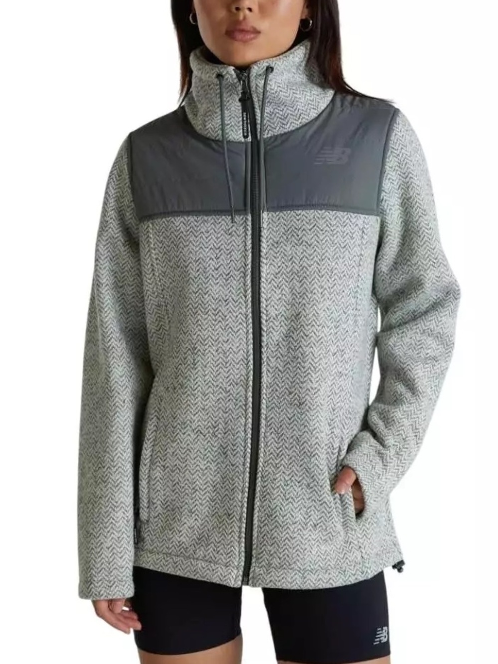 New Balance Women's Gray Heather Full-Zip Utility Jacket with Dark Gray Yoke